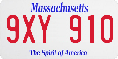 MA license plate 9XY910