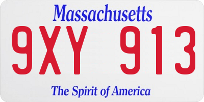 MA license plate 9XY913