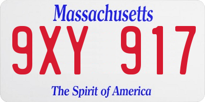 MA license plate 9XY917