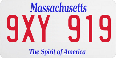 MA license plate 9XY919