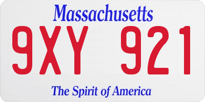 MA license plate 9XY921