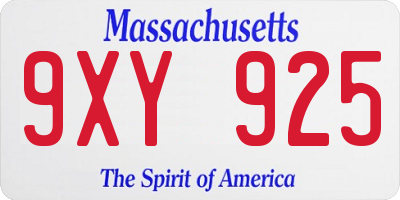 MA license plate 9XY925