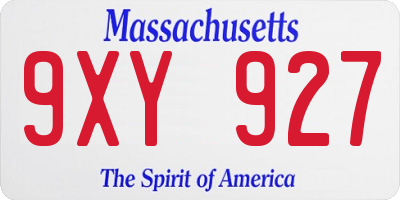 MA license plate 9XY927