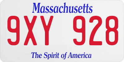 MA license plate 9XY928