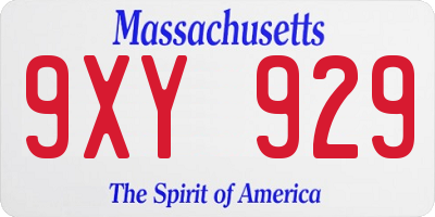 MA license plate 9XY929