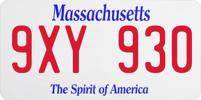 MA license plate 9XY930