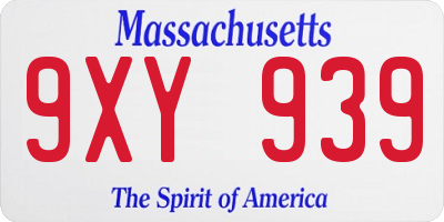 MA license plate 9XY939