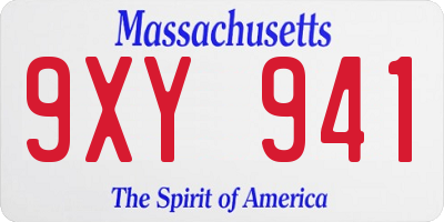 MA license plate 9XY941