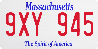 MA license plate 9XY945
