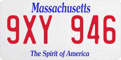 MA license plate 9XY946