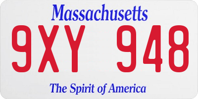 MA license plate 9XY948