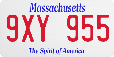 MA license plate 9XY955