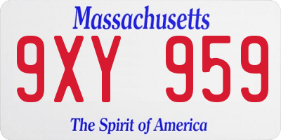 MA license plate 9XY959