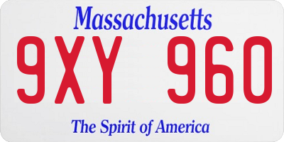 MA license plate 9XY960