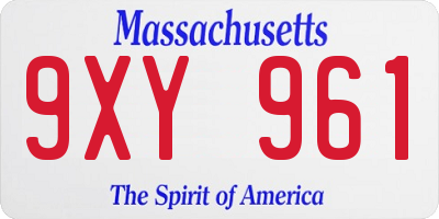 MA license plate 9XY961