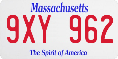 MA license plate 9XY962