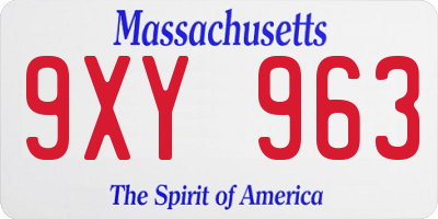MA license plate 9XY963