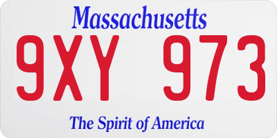 MA license plate 9XY973
