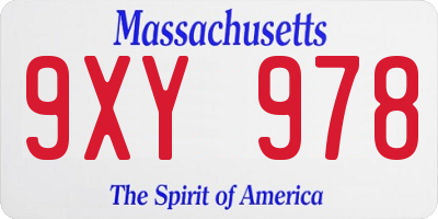 MA license plate 9XY978