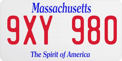 MA license plate 9XY980