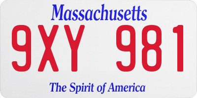 MA license plate 9XY981