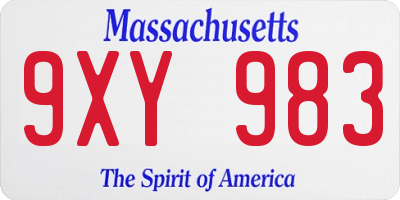 MA license plate 9XY983