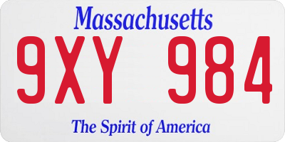 MA license plate 9XY984