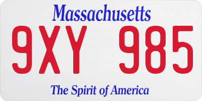 MA license plate 9XY985