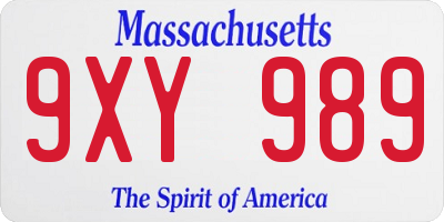 MA license plate 9XY989