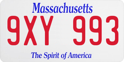MA license plate 9XY993
