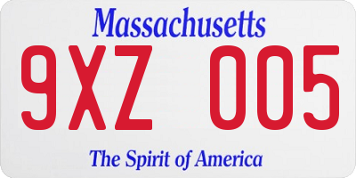 MA license plate 9XZ005