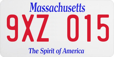 MA license plate 9XZ015