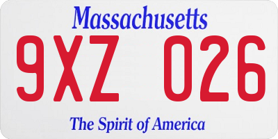 MA license plate 9XZ026