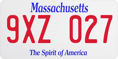 MA license plate 9XZ027
