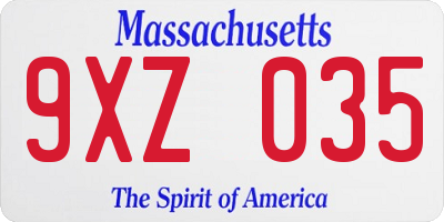 MA license plate 9XZ035