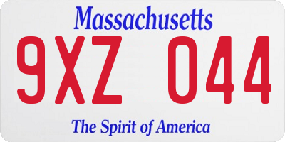 MA license plate 9XZ044