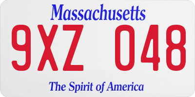 MA license plate 9XZ048