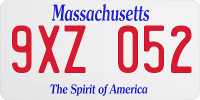 MA license plate 9XZ052