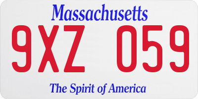 MA license plate 9XZ059