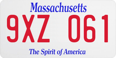 MA license plate 9XZ061