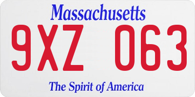 MA license plate 9XZ063