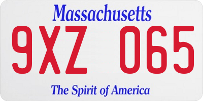 MA license plate 9XZ065