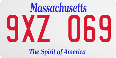 MA license plate 9XZ069