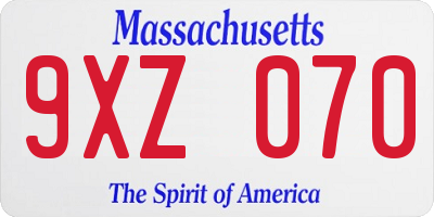 MA license plate 9XZ070