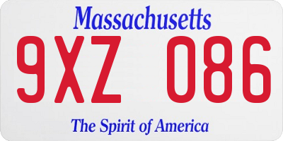 MA license plate 9XZ086