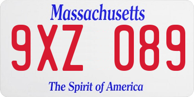 MA license plate 9XZ089