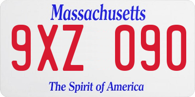 MA license plate 9XZ090