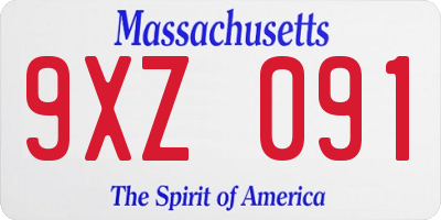 MA license plate 9XZ091