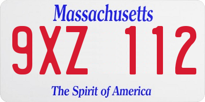 MA license plate 9XZ112