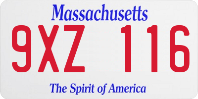 MA license plate 9XZ116